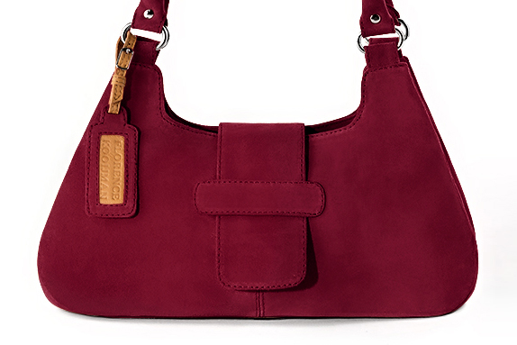 Dress handbag in burgundy red leather - Profile view